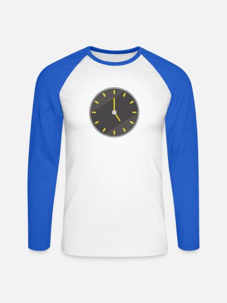 Uhr - Unisex Baseballshirt langarm - Weiß/Royalblau