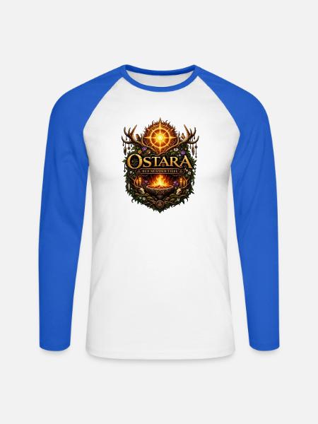 Ostara Ruf aus der Tiefe - Unisex Baseballshirt langarm - Weiß/Royalblau