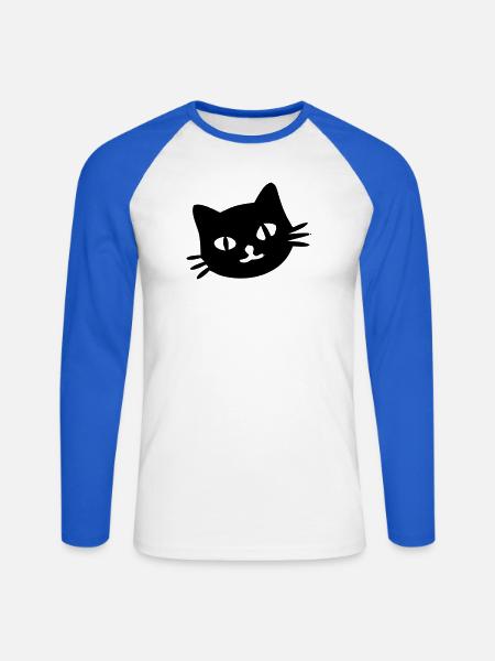 Katzenkopf Silhouette - Unisex Baseballshirt langarm - Weiß/Royalblau