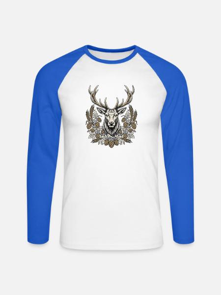 Hopfen Hirsch - Unisex Baseballshirt langarm - Weiß/Royalblau