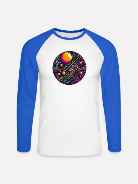 Psy Circle Kosmische Geometrie - Unisex Baseballshirt langarm - Weiß/Royalblau
