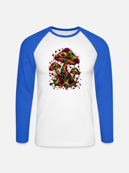 Neon-Traumlandschaft - Unisex Baseballshirt langarm - Weiß/Royalblau