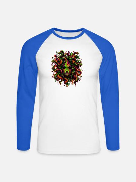 Neon-Gorgon - Unisex Baseballshirt langarm - Weiß/Royalblau
