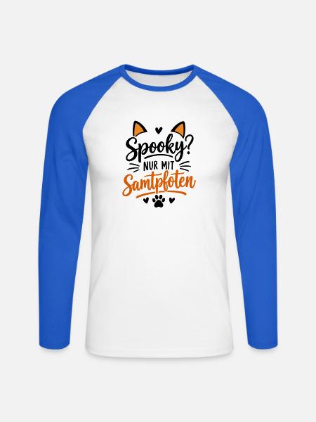 Samtpfoten Katzenliebhaber Logo - Unisex Baseballshirt langarm - Weiß/Royalblau