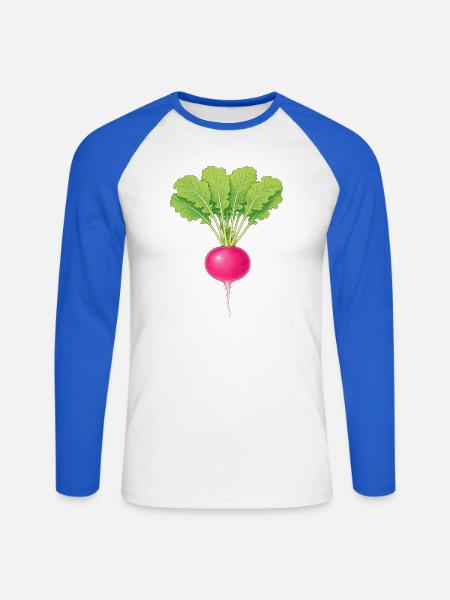 Rosa Rettich - Unisex Baseballshirt langarm - Weiß/Royalblau