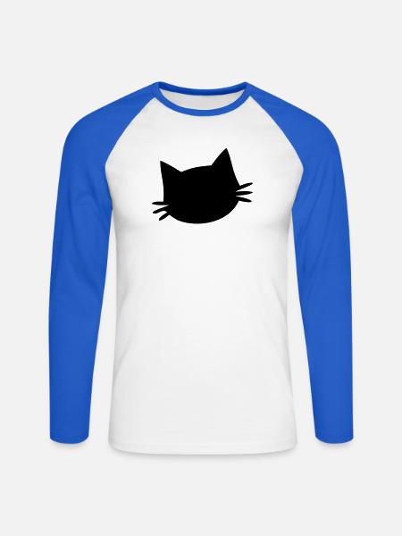 Katzenkopf Silhouette Icon - Unisex Baseballshirt langarm - Weiß/Royalblau