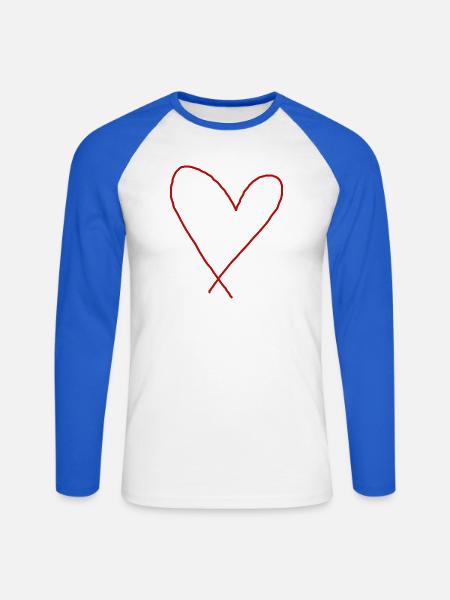 Rotes Herz Geschenkidee Liebe verliebt  - Unisex Baseballshirt langarm - Weiß/Royalblau