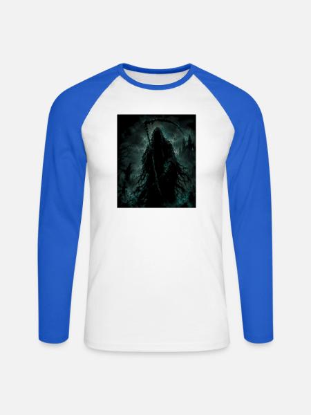 SensenMann - Unisex Baseballshirt langarm - Weiß/Royalblau