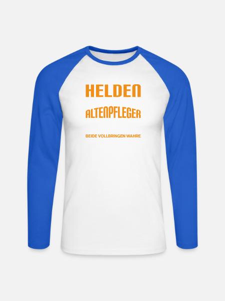 Altenpflege Pfleger Pflegepersonal Pflegekraft - Unisex Baseballshirt langarm - Weiß/Royalblau