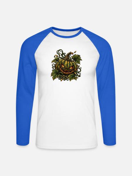Halloween Ölkürbis - Unisex Baseballshirt langarm - Weiß/Royalblau