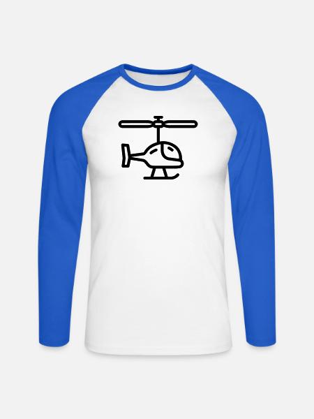 Gyrokopter - Unisex Baseballshirt langarm - Weiß/Royalblau