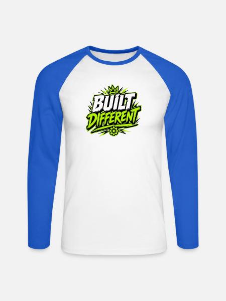 Built different - Unisex Baseballshirt langarm - Weiß/Royalblau