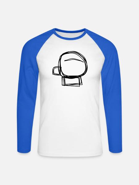 Boxhandschuh handgezeichnet - Unisex Baseballshirt langarm - Weiß/Royalblau