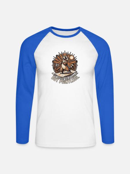 Yoga Waschbär - Unisex Baseballshirt langarm - Weiß/Royalblau