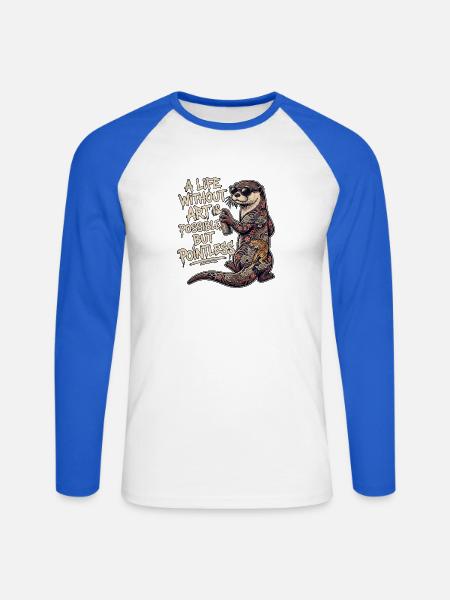 Graffiti Tattoo Kunst Otter - Unisex Baseballshirt langarm - Weiß/Royalblau