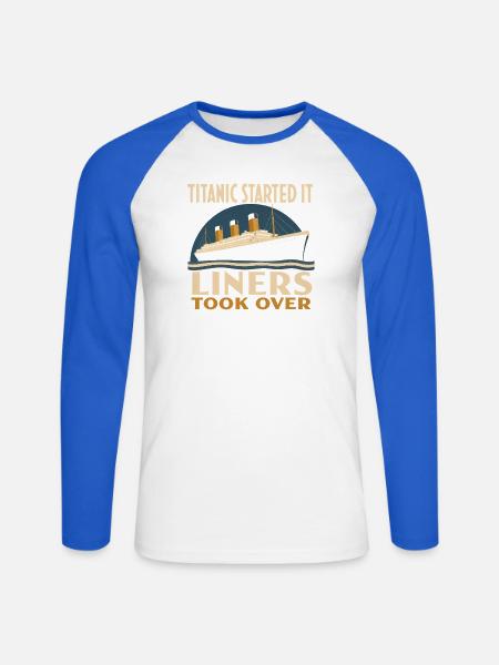 Ozeandampfer Maritime Geschichte Historisches - Unisex Baseballshirt langarm - Weiß/Royalblau