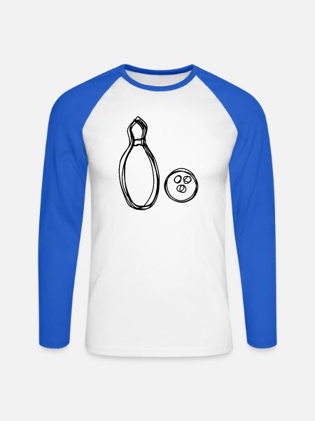 Kegel handgezeichnet - Unisex Baseballshirt langarm - Weiß/Royalblau