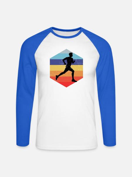 Geschenkidee für einen Running mit Running - Unisex Baseballshirt langarm - Weiß/Royalblau
