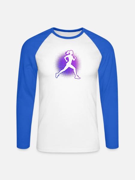 Geschenkidee für eine Running mit Running - Unisex Baseballshirt langarm - Weiß/Royalblau