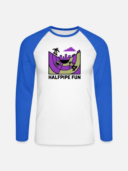 Halfpipe Skatepark Logo - Unisex Baseballshirt langarm - Weiß/Royalblau