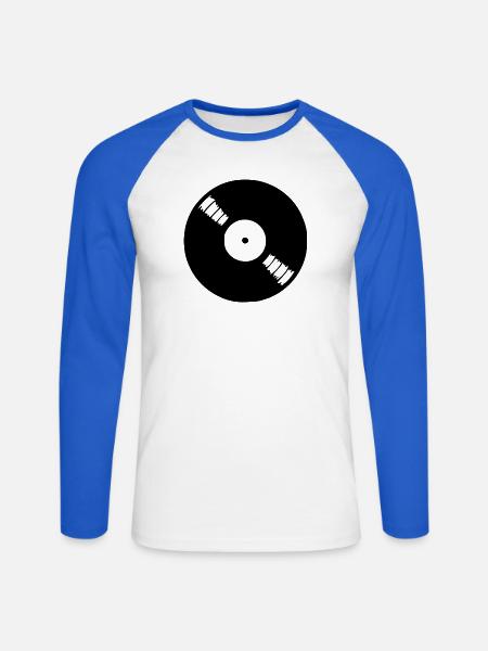 Schallplatte Retro Geschenk - Unisex Baseballshirt langarm - Weiß/Royalblau