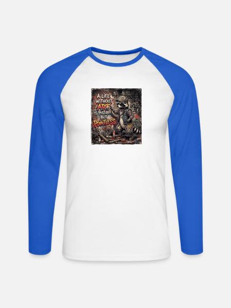 Graffiti Tattoo Kunst Waschbär - Unisex Baseballshirt langarm - Weiß/Royalblau
