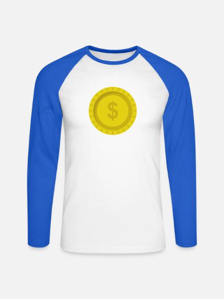 Dollarmünze - Unisex Baseballshirt langarm - Weiß/Royalblau