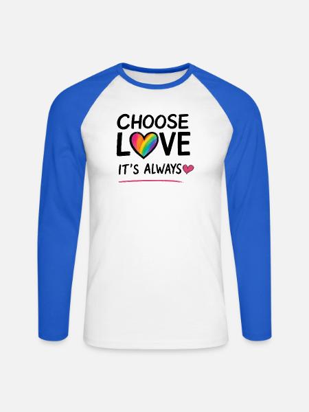 ICH WÄHLE LIEBE - Unisex Baseballshirt langarm - Weiß/Royalblau