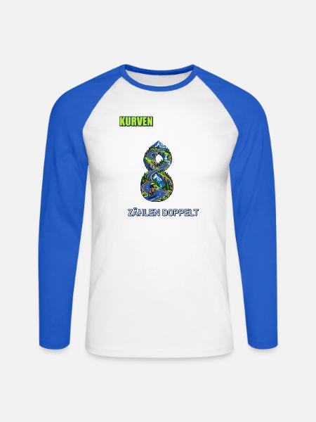 Kurven zählen doppelt - Unisex Baseballshirt langarm - Weiß/Royalblau