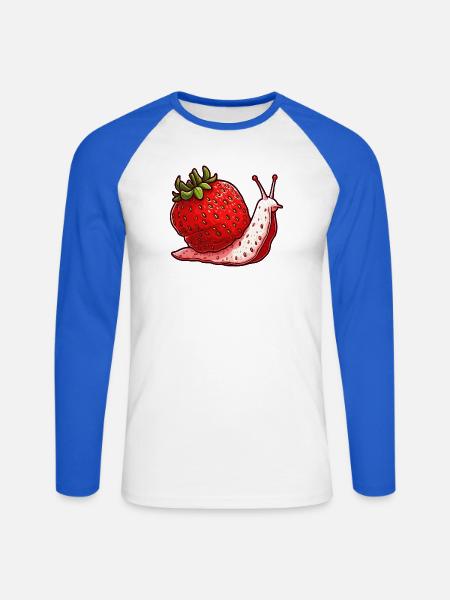 Erdbeer Schnecke - Unisex Baseballshirt langarm - Weiß/Royalblau