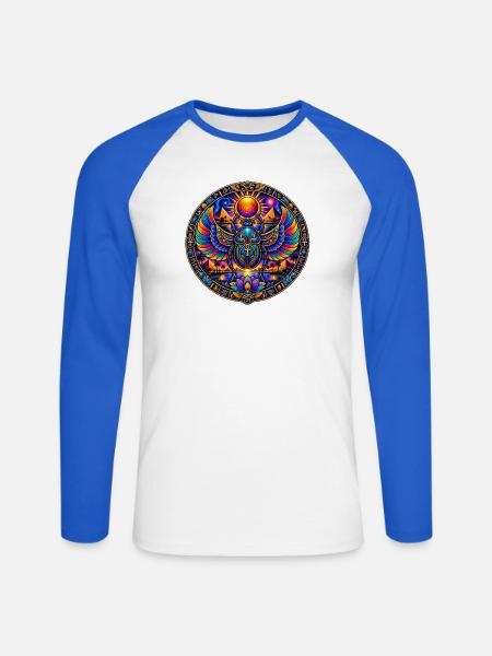 Skarabäus - Unisex Baseballshirt langarm - Weiß/Royalblau