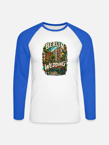 Berlin Wedding – Urbanes Kiez Design - Unisex Baseballshirt langarm - Weiß/Royalblau