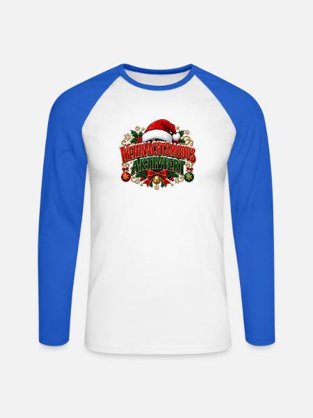Weihnachtsmodus aktiviert – Weihnachtsdesign - Unisex Baseballshirt langarm - Weiß/Royalblau
