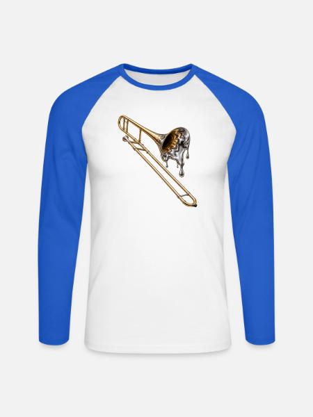 Flüssige Quecksilberposaune - Unisex Baseballshirt langarm - Weiß/Royalblau