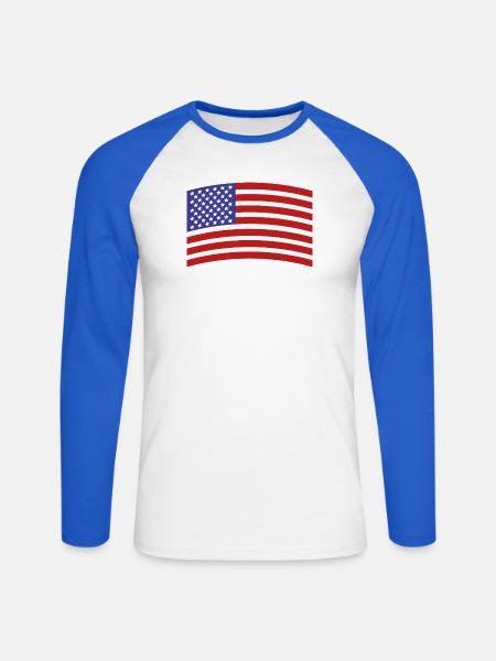 Flagge der Vereinigten Staaten - Unisex Baseballshirt langarm - Weiß/Royalblau