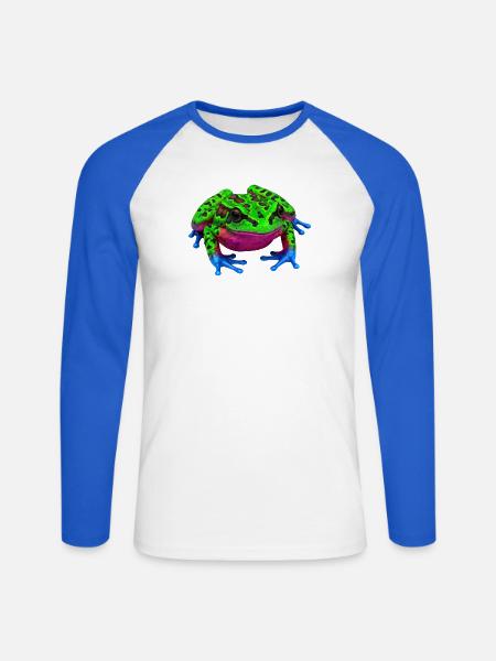 buntes tierbild, amphibien, laubfrosch - Unisex Baseballshirt langarm - Weiß/Royalblau