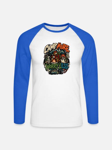 Mehr Camp, weniger Langeweile - Unisex Baseballshirt langarm - Weiß/Royalblau