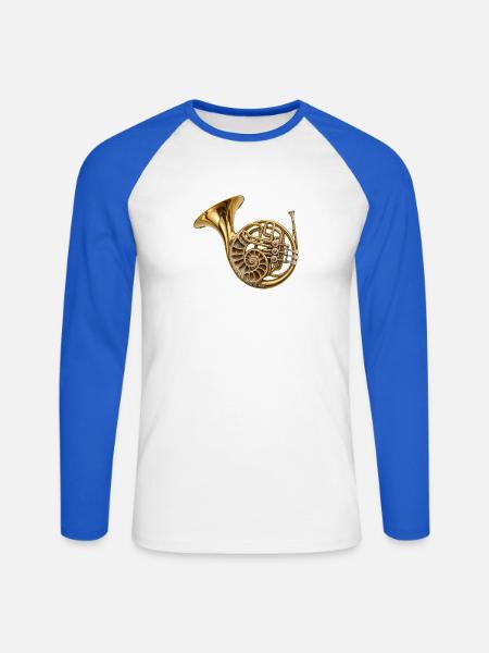 Fossiles Waldhorn - Unisex Baseballshirt langarm - Weiß/Royalblau