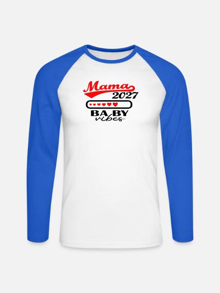Mama 2027 - Unisex Baseballshirt langarm - Weiß/Royalblau