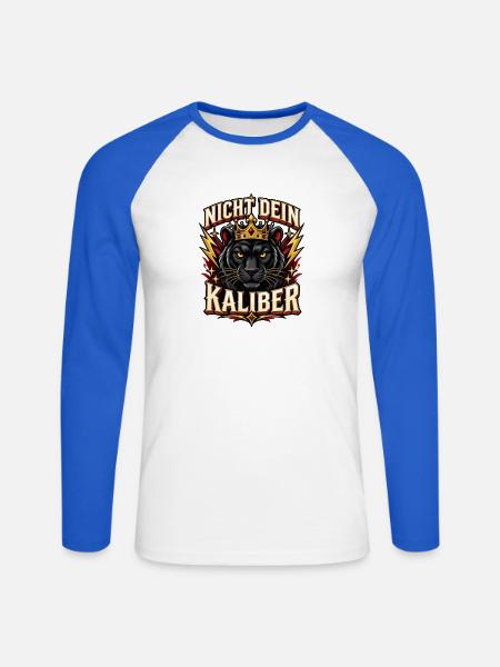 Nicht dein Kaliber – selbstbewusster Spruch - Unisex Baseballshirt langarm - Weiß/Royalblau