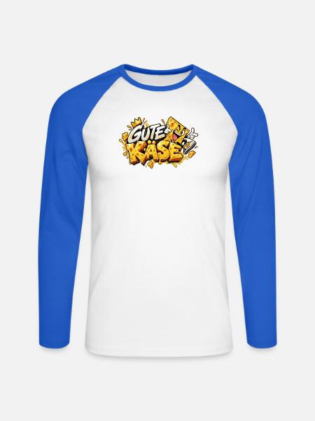 Gute Käse - Unisex Baseballshirt langarm - Weiß/Royalblau