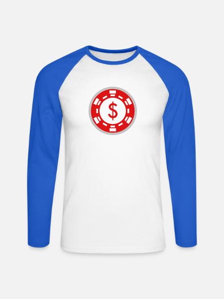 Fish Play Poker - Unisex Baseballshirt langarm - Weiß/Royalblau