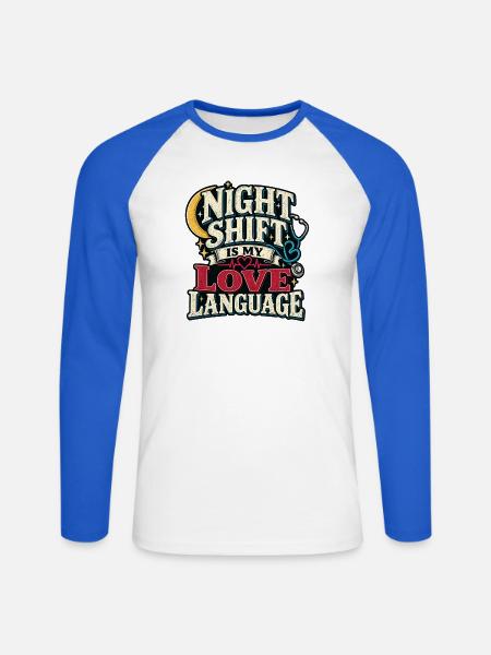 Night Shift Nurse - Unisex Baseballshirt langarm - Weiß/Royalblau