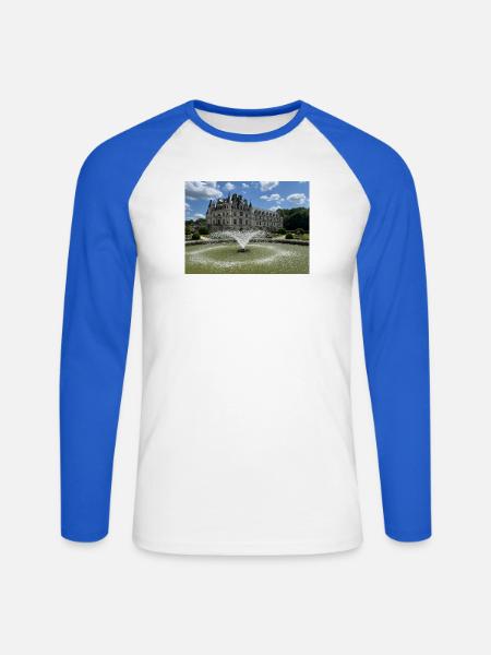 Burg von Chenonceau - Unisex Baseballshirt langarm - Weiß/Royalblau