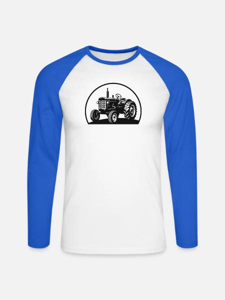 Traktor / Traktor / Traktor - Unisex Baseballshirt langarm - Weiß/Royalblau