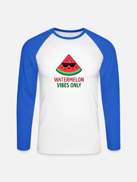 Nur Watermelon Vibes – Süßes Sommerfruchtdesign - Unisex Baseballshirt langarm - Weiß/Royalblau