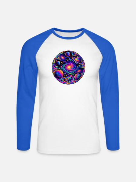 Universum - Unisex Baseballshirt langarm - Weiß/Royalblau
