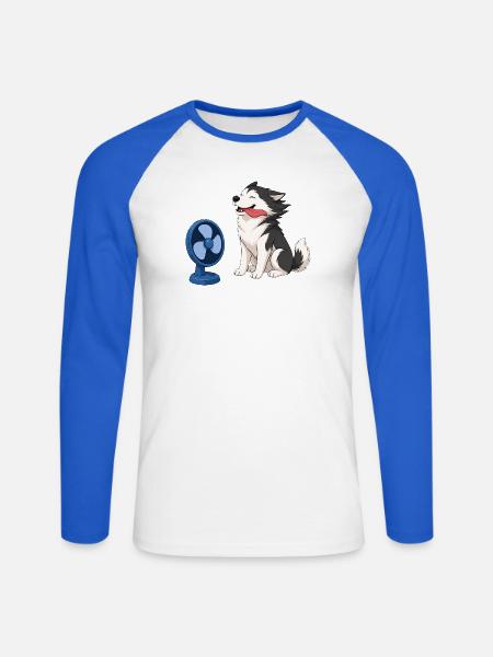 Husky im Gegenwind - Unisex Baseballshirt langarm - Weiß/Royalblau