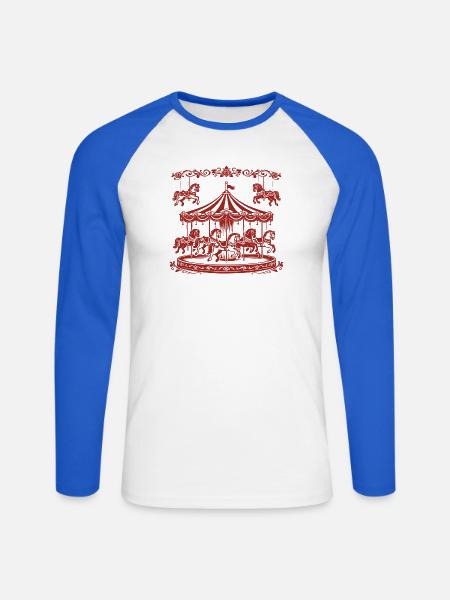  Freizeitpark Jahrmarkt Rummelplatz Karussell - Unisex Baseballshirt langarm - Weiß/Royalblau