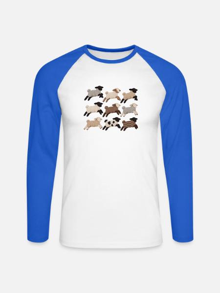 Schäfchen Herde - Unisex Baseballshirt langarm - Weiß/Royalblau